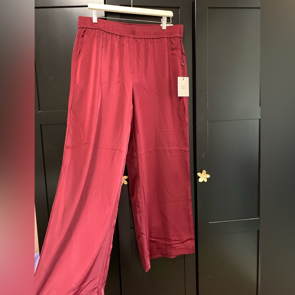 Autres Filles Wide Leg Burgundy Satin Pants Large quiet luxury old money